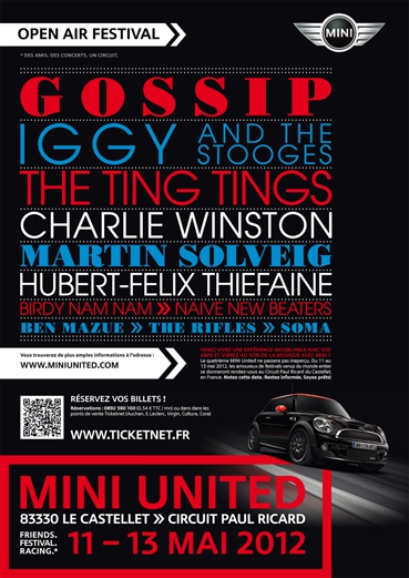 MINI United 2012 :  Des stars internationales de la musique et de la scène DJ vont faire vibrer les passionnés à loccasion de ce rassemblement MINI tant attendu.