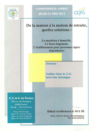 Conférence-débat au CCAS de Toulon : De la maison à la maison de retraite, quelles solutions ?