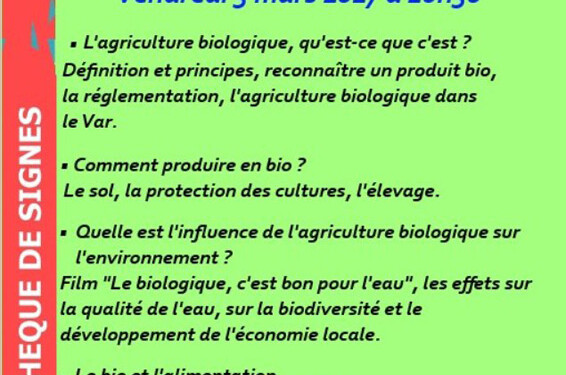 La Médiathèque de Signes présente L'Alimentation Bio