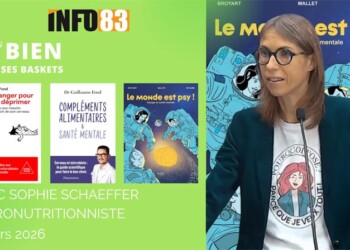 Sophie Schaeffer micronutritionniste et Thierry Daven sur le plateau TV de Info83 à Toulon pour parler de santé mentale.