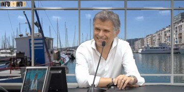 Mathieu Perrymond HTV Basket sur le plateau d'INFO83
