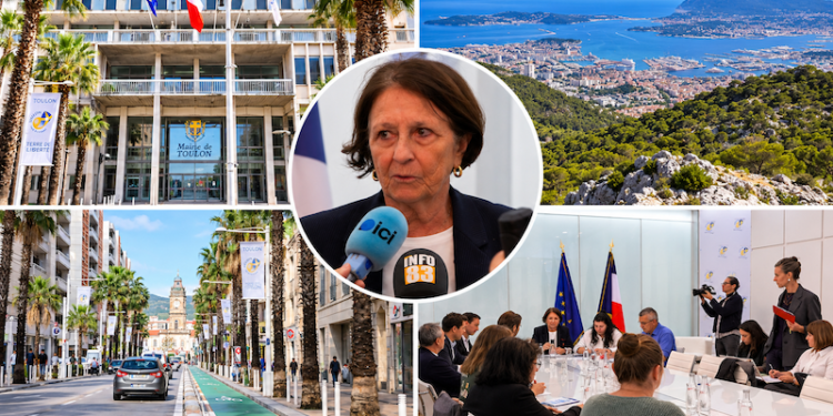 Toulon, six mois de mandature : Josée Massi face à la presse pour présenter son premier bilan et les projets à venir. Stade Mayol, sécurité, mobilités et avenir du mont Faron : retour en images sur les grands dossiers abordés lors de cette conférence de presse, en présence d’INFO83. Crédit : Montage illustratif réalisé à partir de photographies INFO83, avec assistance de l’IA.